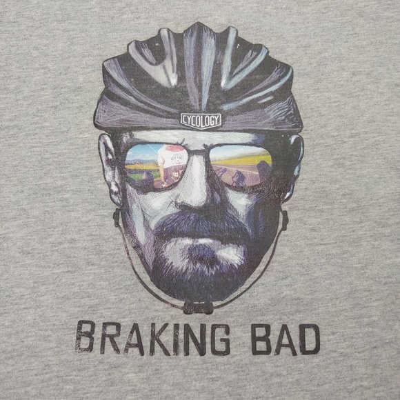 Cycology Braking Bad Walter White Mens XL T Shirt Cycling Gray Short Sleeve Bike - Picture 2 of 7